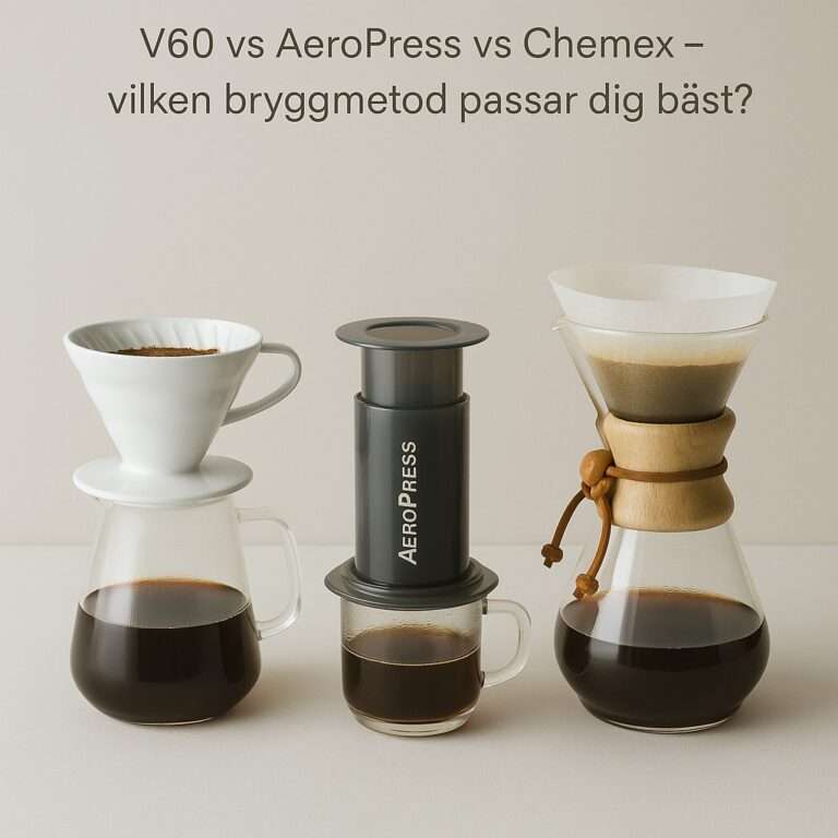 Scandinavian specialty coffee – scandinavian specialty coffee photography, v60 vs aeropress vs chemex – vilken bryggmetod passar dig bäst, clean minimalistic style, soft light