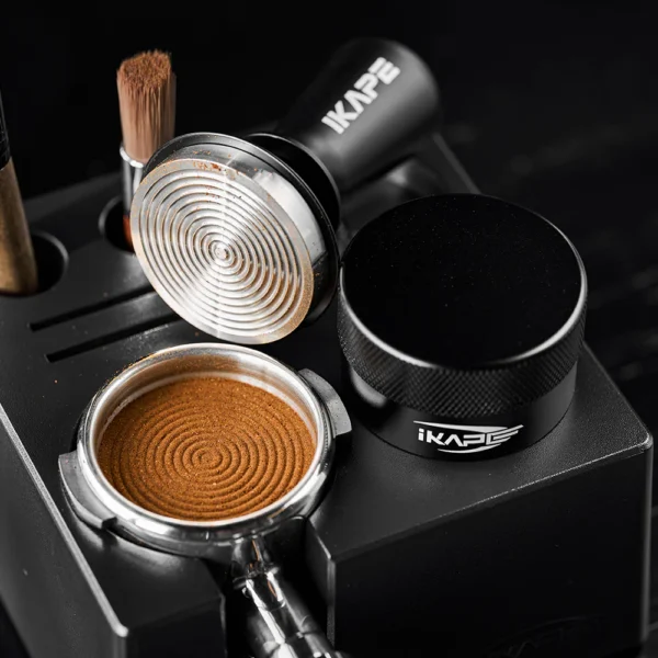 58mmcoffeetamperandthedistributormetalhandle IKAPE Espresso V3 Calibrated Coffee Tamper