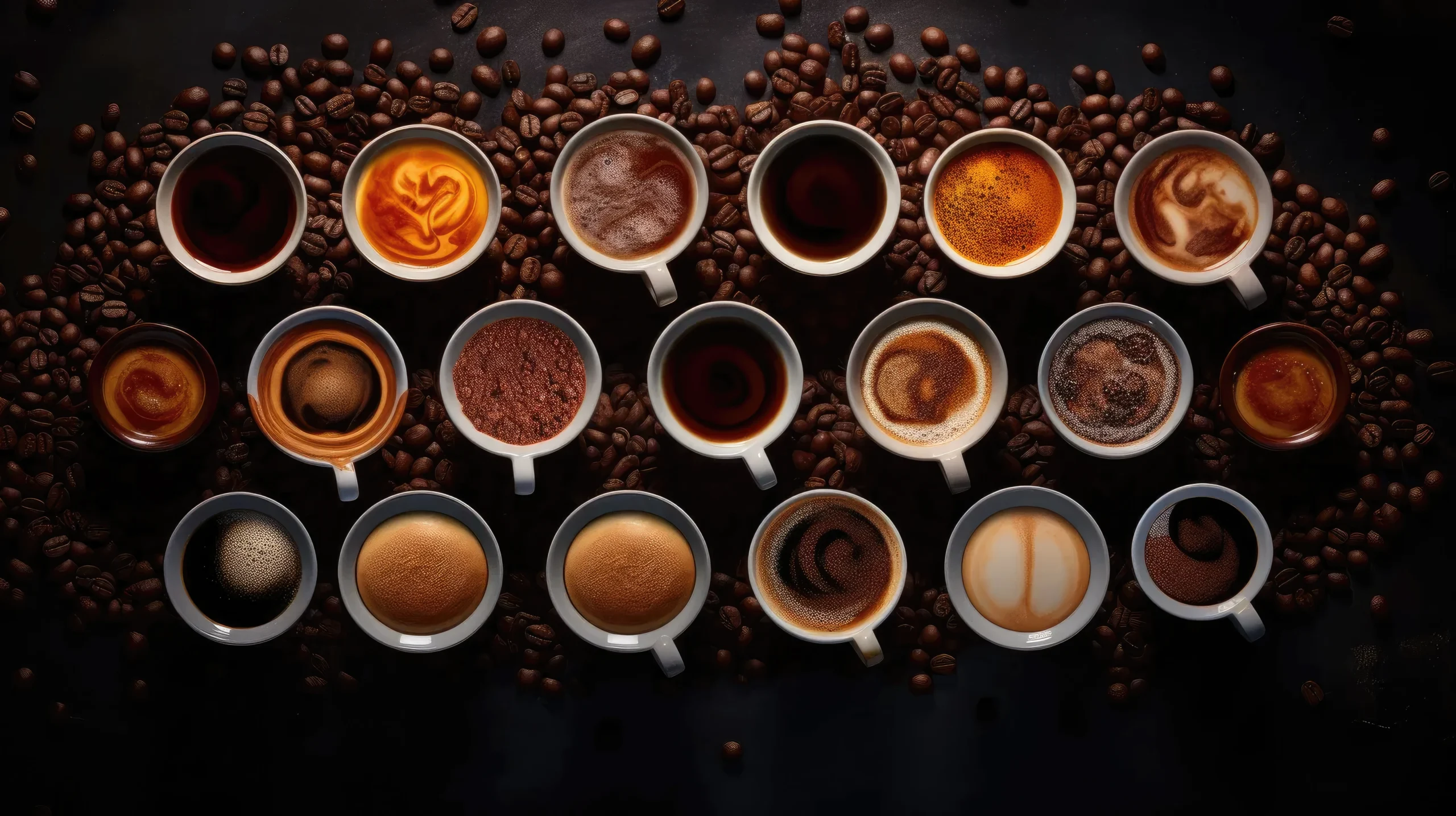 Bild på olika sorters kaffe, som symboliserar att genom att välja Kafferiket- har du möjlighet att ge dig själv bästa kaffe upplevelse