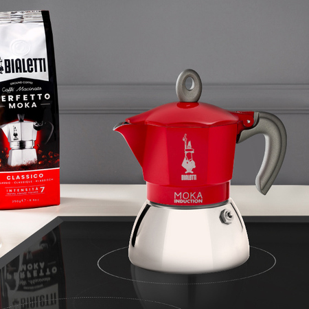 Bialetti New Moka Induction 4 koppar – Red